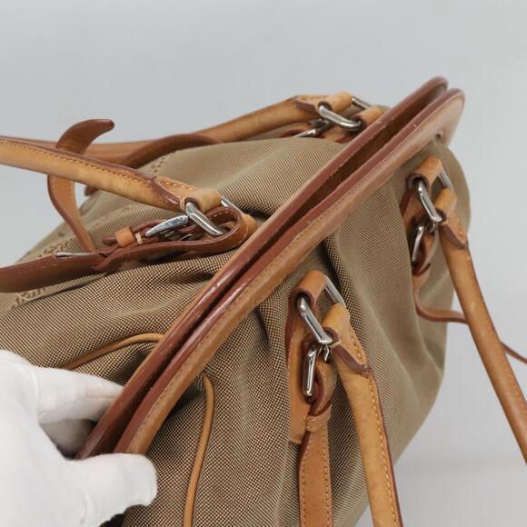 PRADA Tote Bag Canvas Beige Silver - Picture 6 of 9